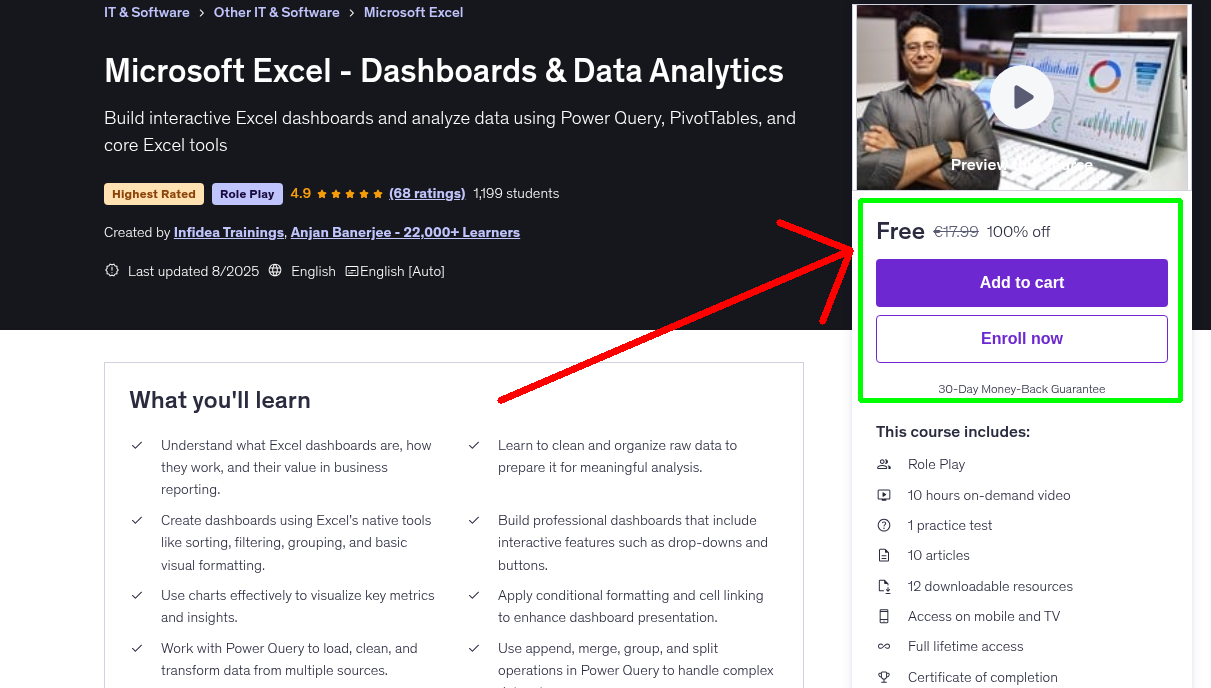 Microsoft Excel - Dashboards & Data Analytics