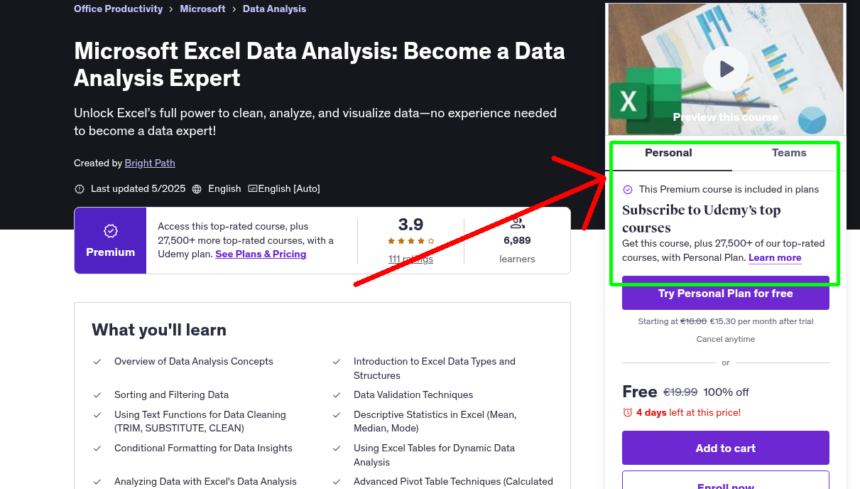 Microsoft Excel Data Analysis: Become a Data Analysis Expert