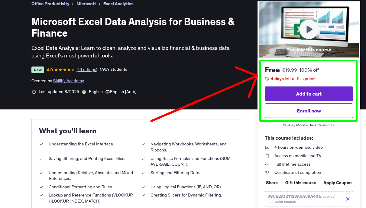 Microsoft Excel Data Analysis for Business & Finance