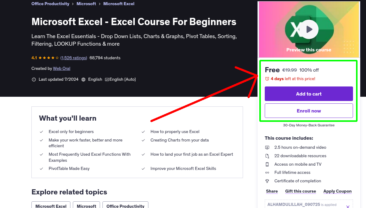 Microsoft Excel - Excel Course For Beginners