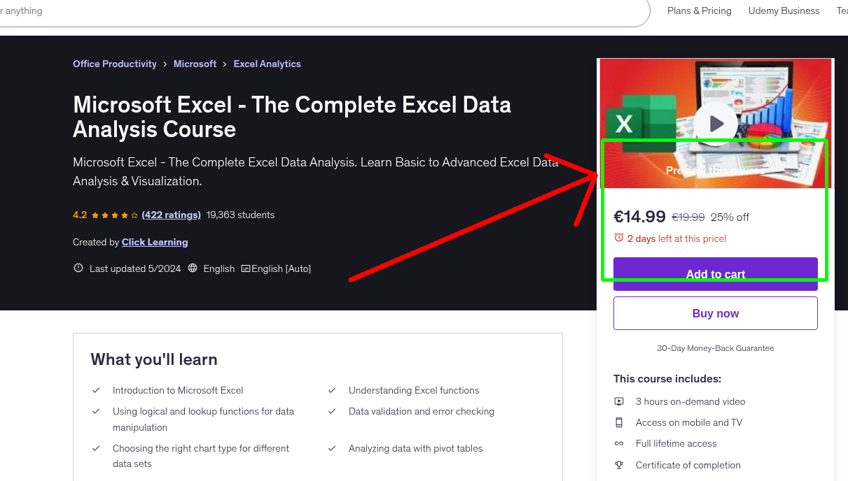 Microsoft Excel - The Complete Excel Data Analysis Course