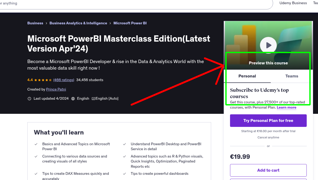 Microsoft PowerBI Masterclass Edition(Latest Version Apr'24)
