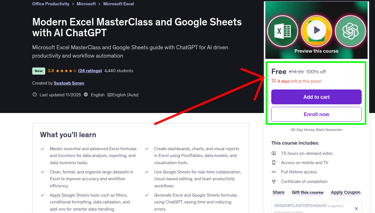 Modern Excel MasterClass and Google Sheets with AI ChatGPT