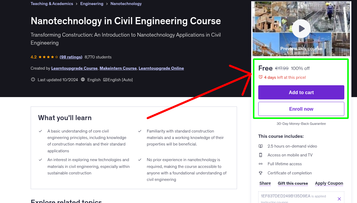 Nanotechnology in Civil Engineering Course