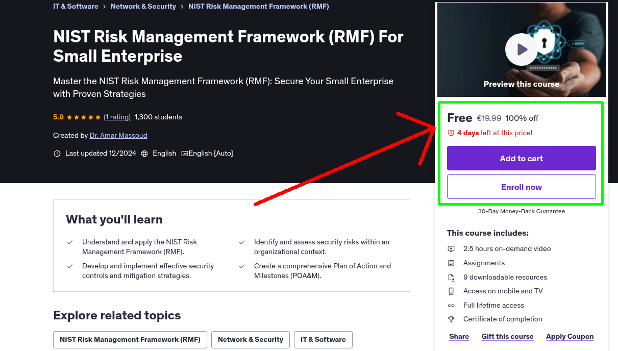 NIST Risk Management Framework (RMF) For Small Enterprise