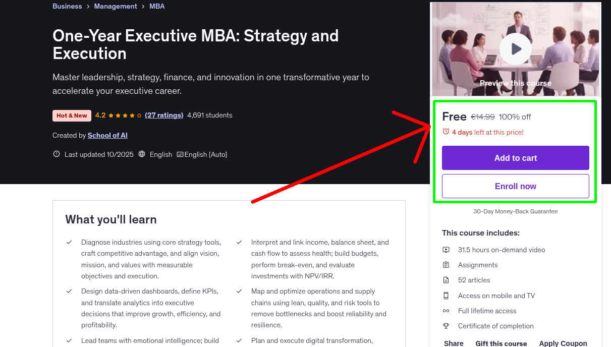 One-Year Executive MBA: Strategy and Execution