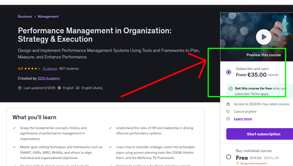 Performance Management in Organization: Strategy & Execution