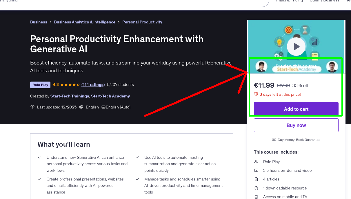 Personal Productivity Enhancement with Generative AI