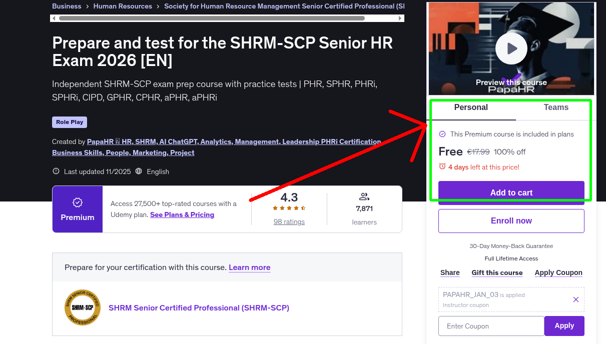 Prepare and test for the SHRM-SCP Senior HR Exam 2026 [EN]