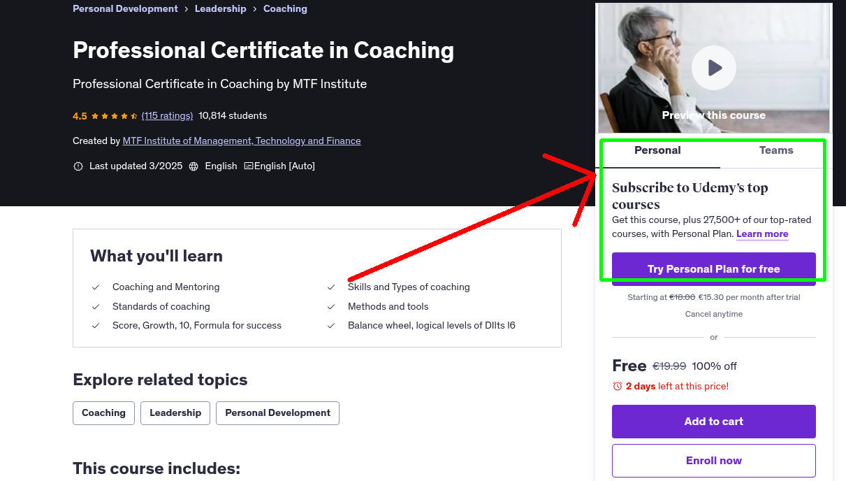 Professional Certificate in Coaching