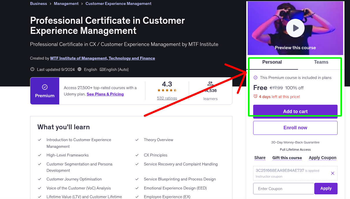 Professional Certificate in Customer Experience Management