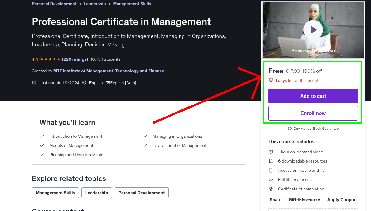 Professional Certificate in Management