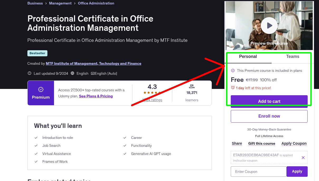Professional Certificate in Office Administration Management