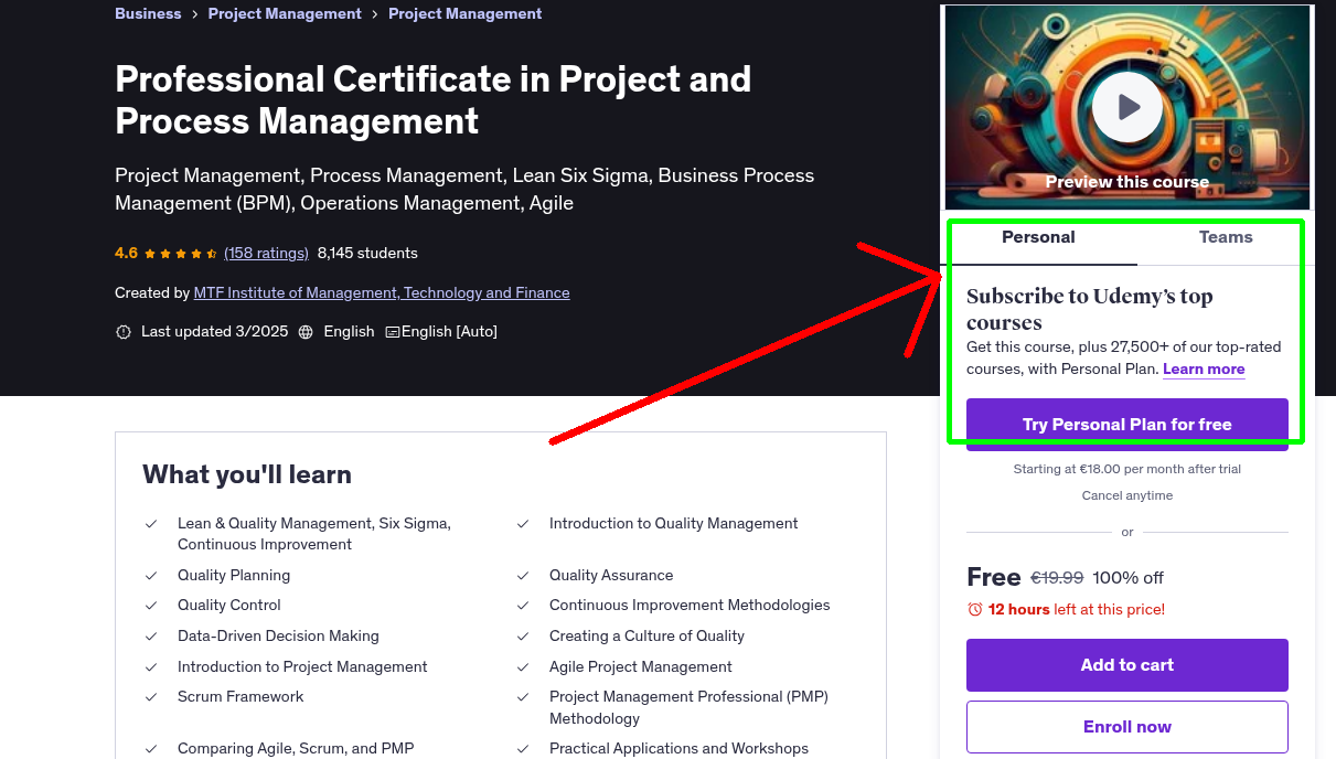 Professional Certificate in Project and Process Management