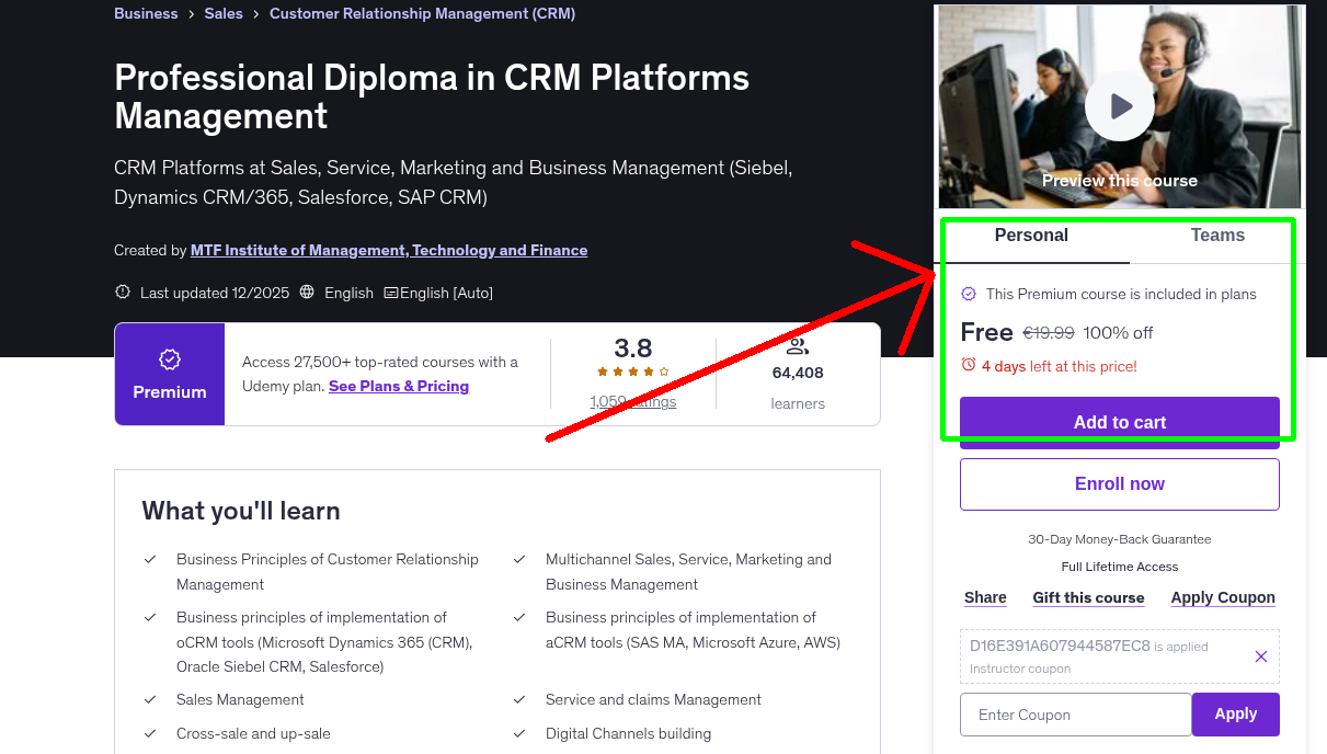 Professional Diploma in CRM Platforms Management