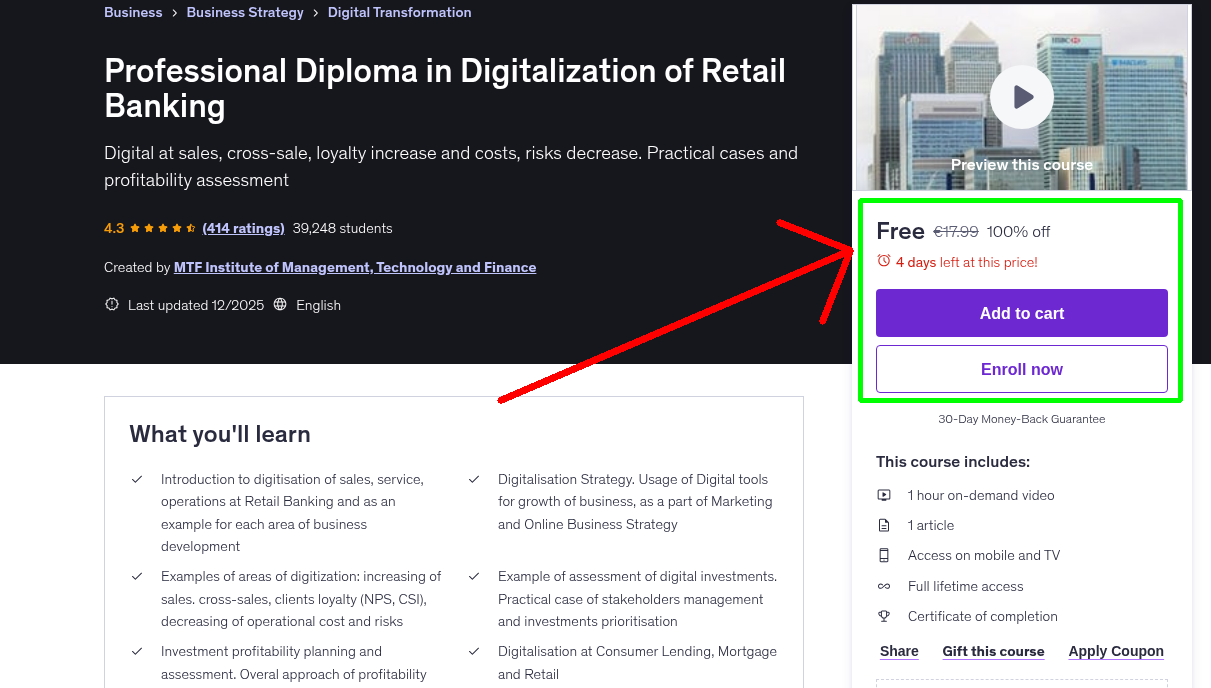 Professional Diploma in Digitalization of Retail Banking