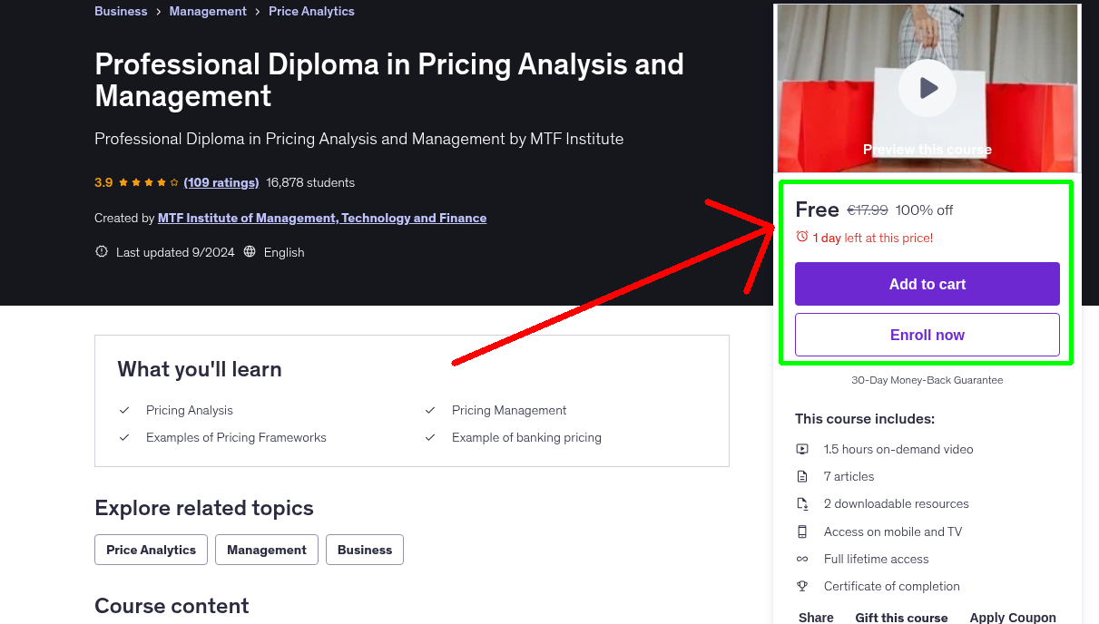 Professional Diploma in Pricing Analysis and Management