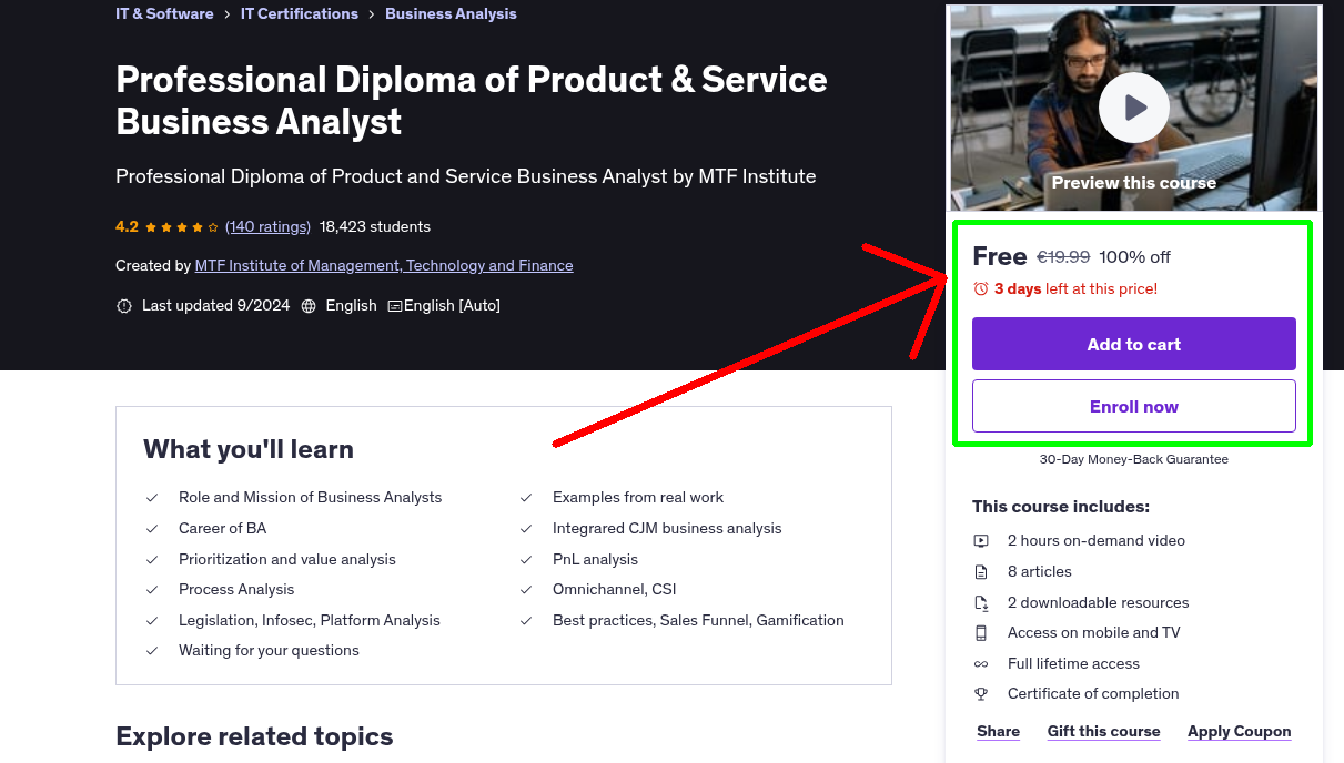 Professional Diploma of Product & Service Business Analyst
