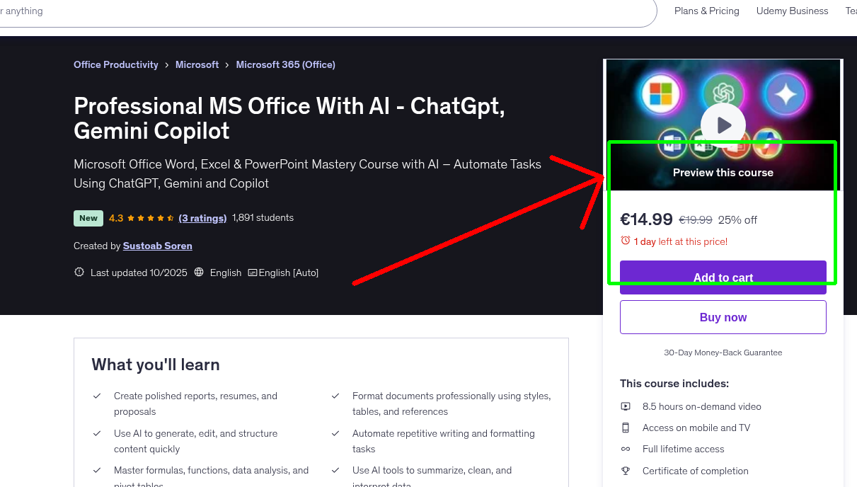 Professional MS Office With AI - ChatGpt, Gemini Copilot