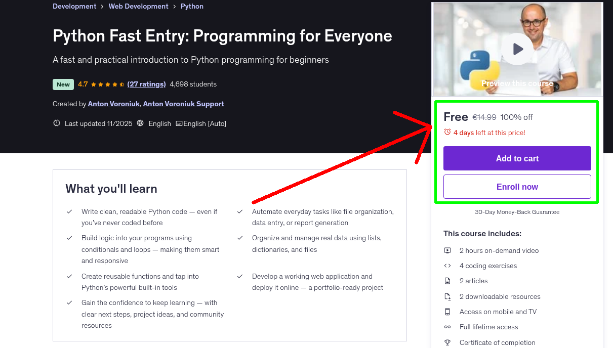 Python Fast Entry: Programming for Everyone