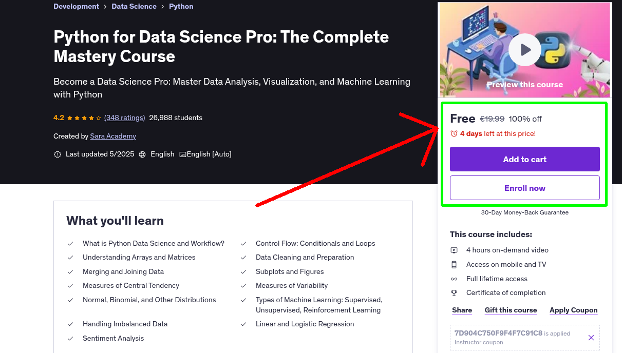 Python for Data Science Pro: The Complete Mastery Course