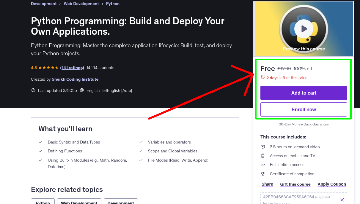 Python Programming: Build and Deploy Your Own Applications.