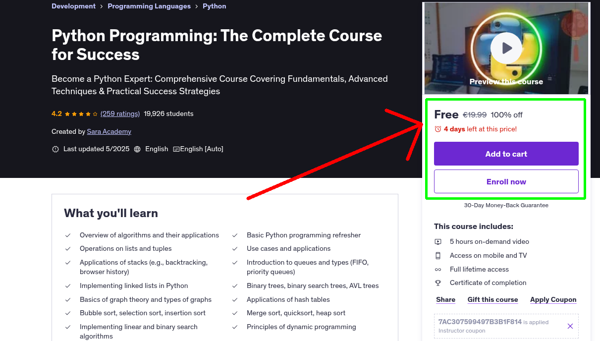 Python Programming: The Complete Course for Success