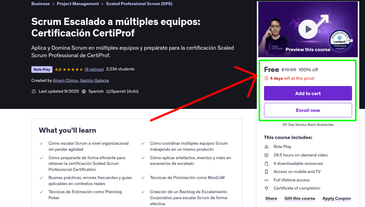 Scrum Escalado a múltiples equipos: Certificación CertiProf
