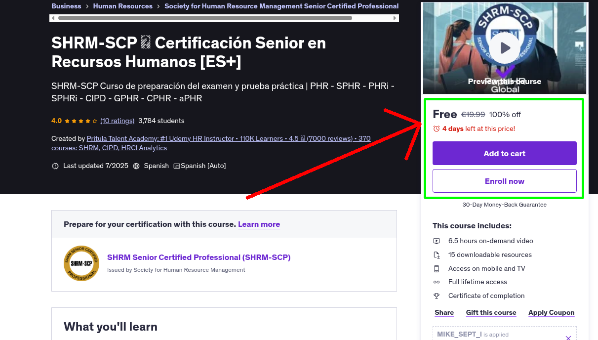 SHRM-SCP ⭑ Certificación Senior en Recursos Humanos [ES+]