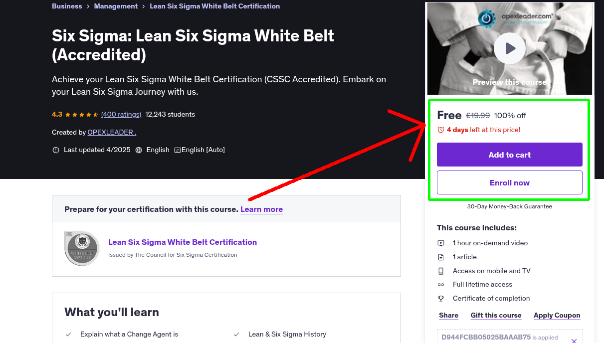 Six Sigma: Lean Six Sigma White Belt (Accredited)