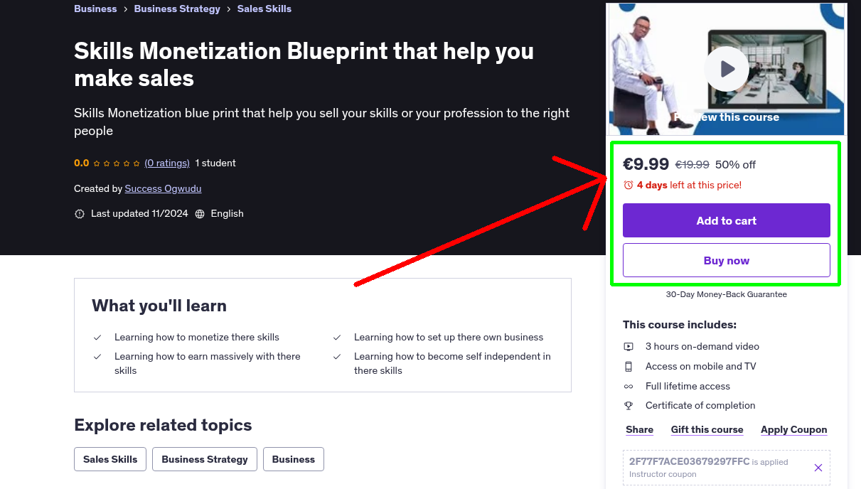 Skills Monetization Blueprint that help you make sales