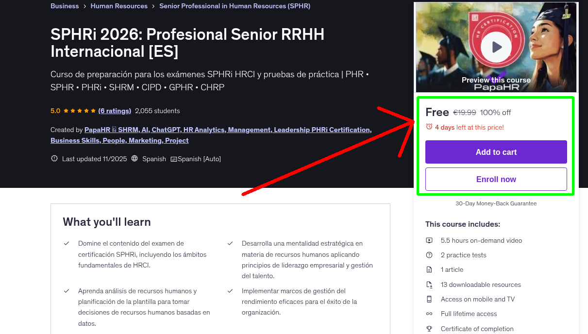 SPHRi 2026: Profesional Senior RRHH Internacional [ES]