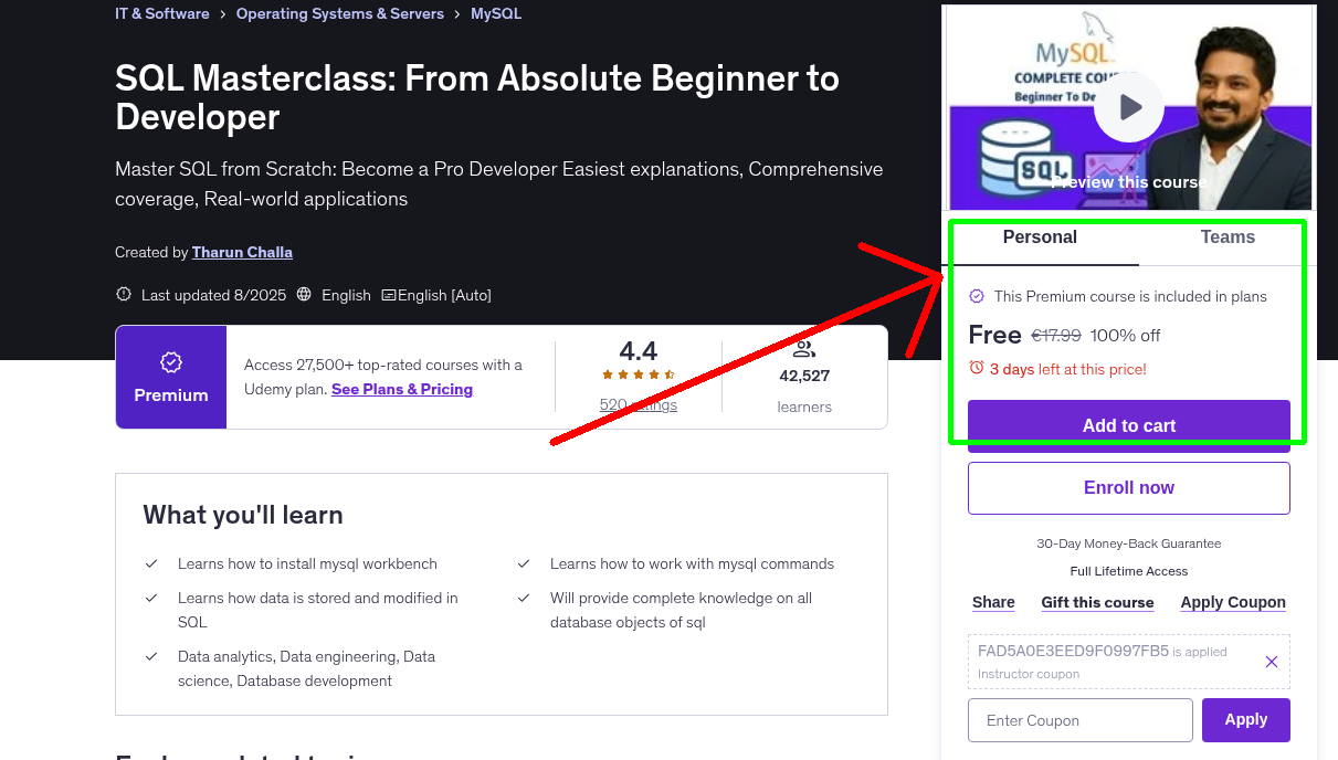 SQL Masterclass: From Absolute Beginner to Developer