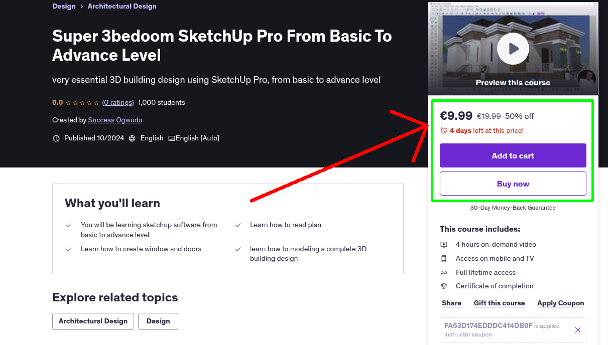 Super 3bedoom SketchUp Pro From Basic To Advance Level