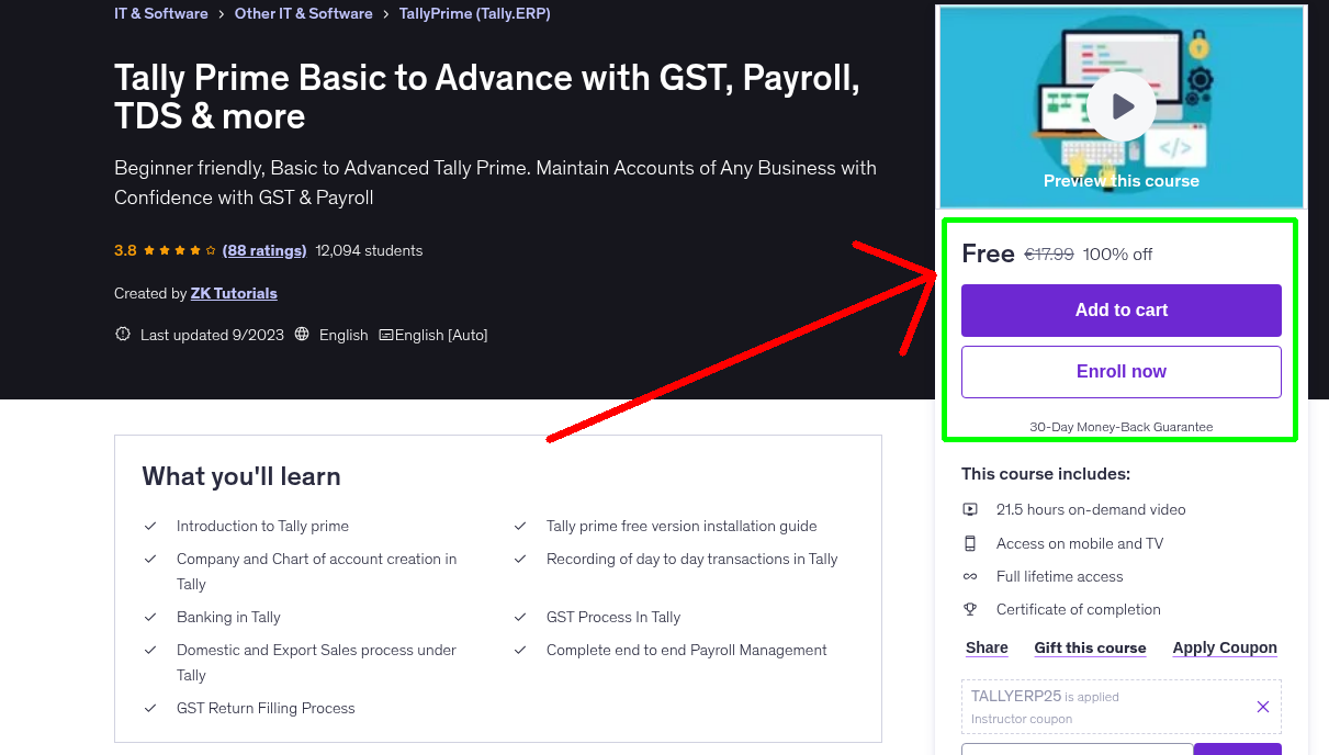 Tally Prime Basic to Advance with GST, Payroll, TDS & more