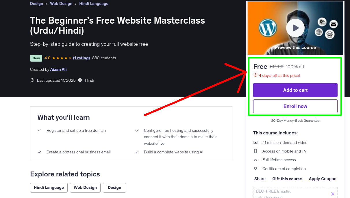 The Beginner’s Free Website Masterclass (Urdu/Hindi)