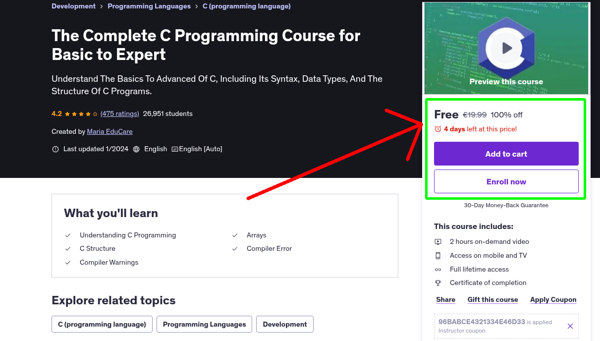 The Complete C Programming Course for Basic to Expert