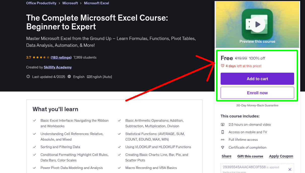 The Complete Microsoft Excel Course: Beginner to Expert