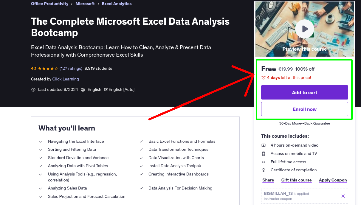 The Complete Microsoft Excel Data Analysis Bootcamp