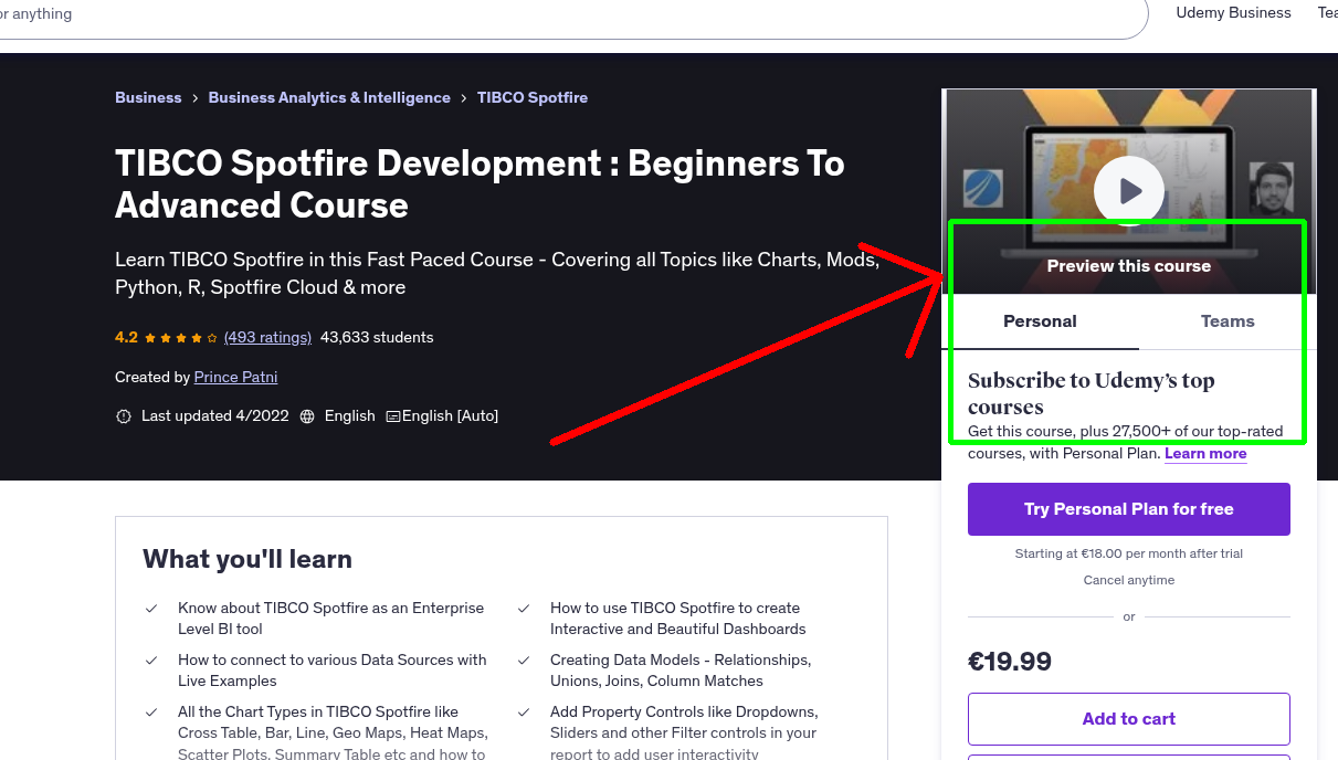 TIBCO Spotfire Development : Beginners To Advanced Course