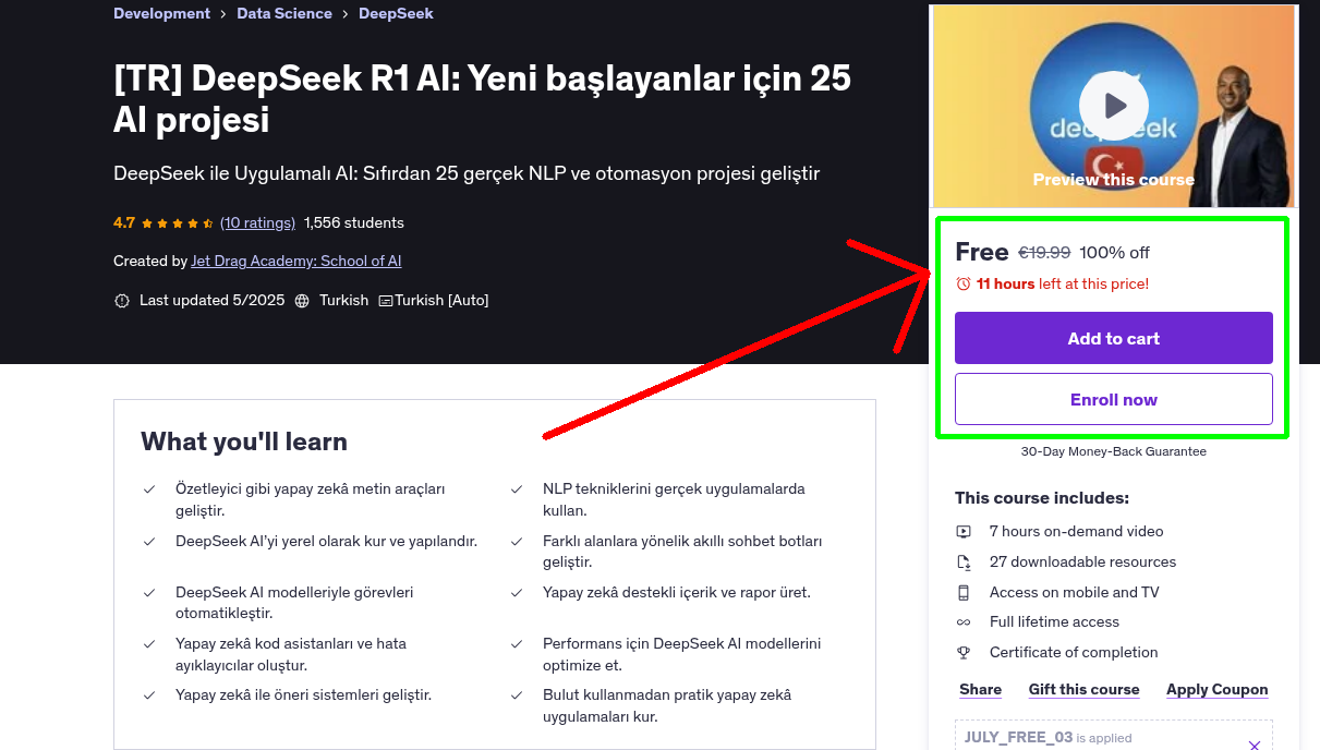 [TR] DeepSeek R1 AI: Yeni başlayanlar için 25 AI projesi