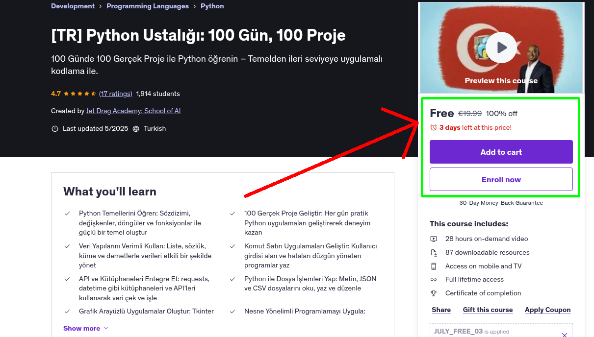 [TR] Python Ustalığı: 100 Gün, 100 Proje