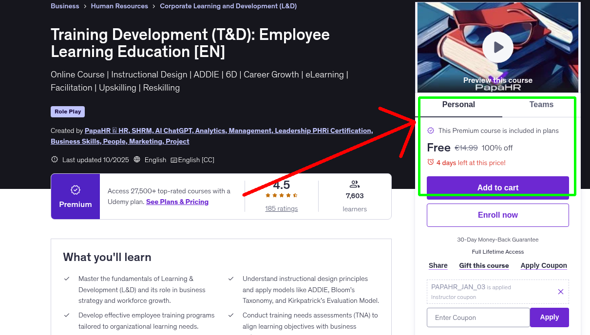 Training Development (T&D): Employee Learning Education [EN]
