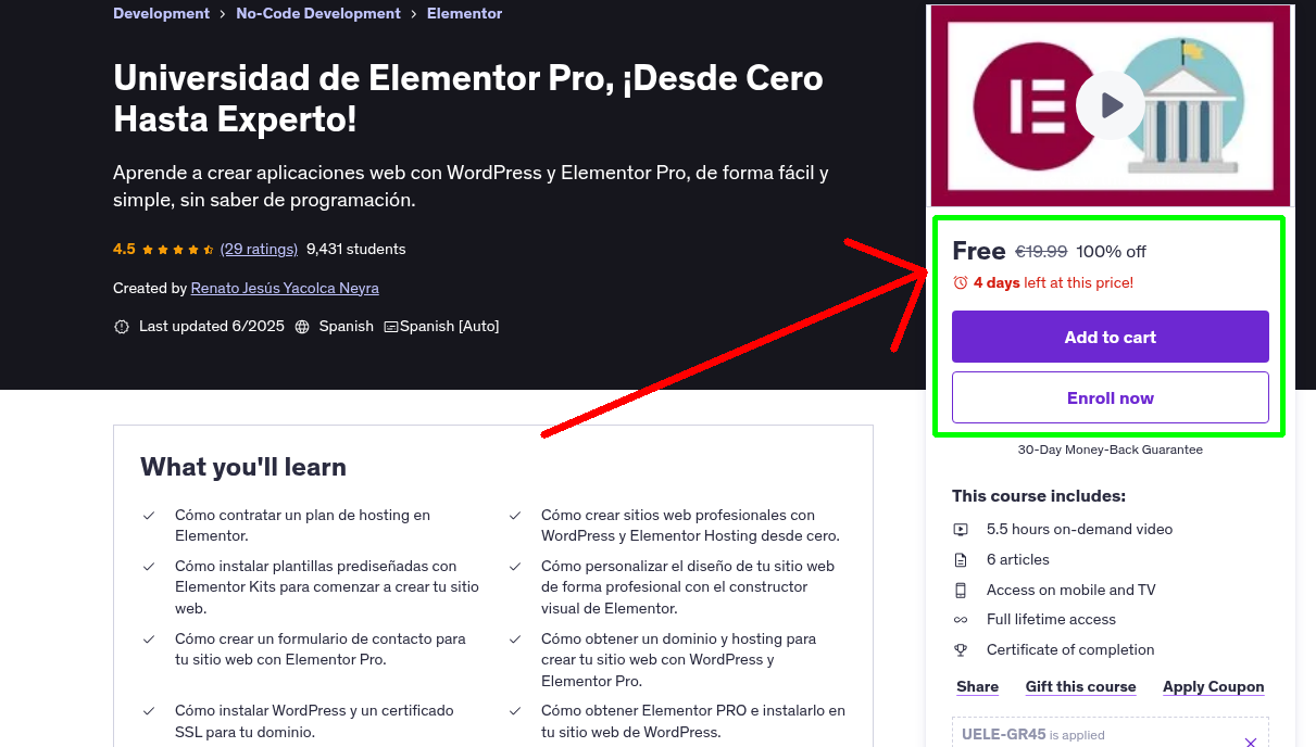 Universidad de Elementor Pro, ¡Desde Cero Hasta Experto!