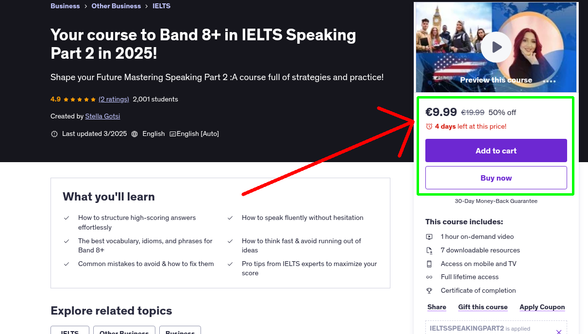 Your course to Band 8+ in IELTS Speaking Part 2 in 2025!